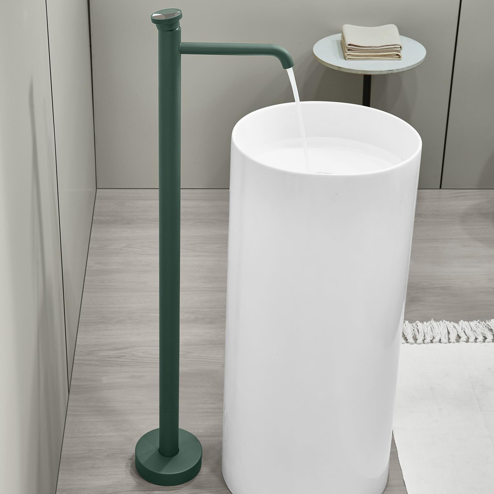 WOTZOV Floorstanding Bath Tap Hot And Cold Freestanding Bathtub Faucet Brass, Green，Green