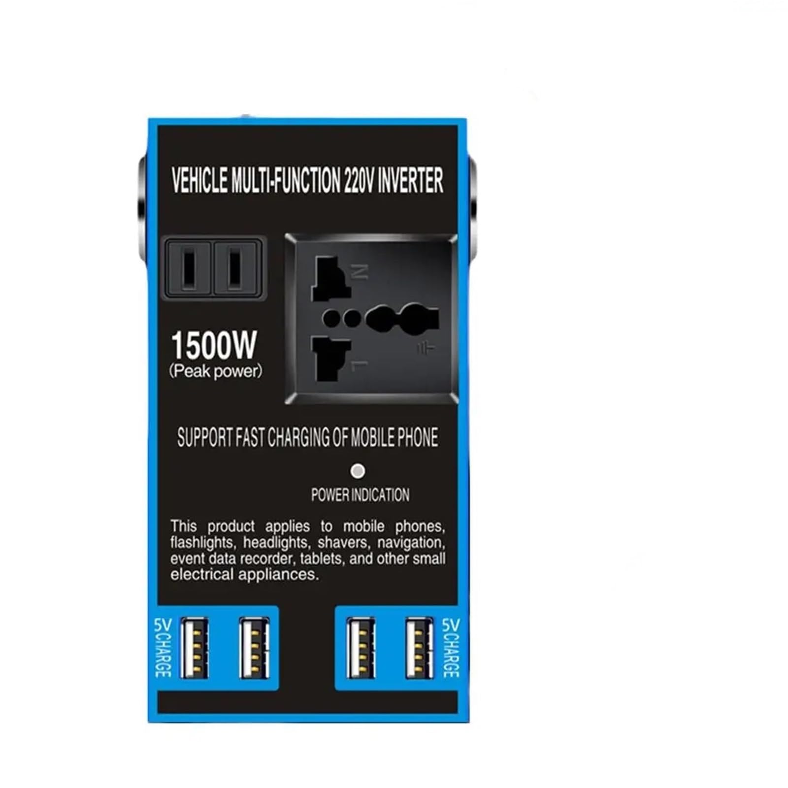 Heavy-Duty Power Inverter 12V/24V to 220V DC-AC Converter USB Dual Outlets for Trucks Cars