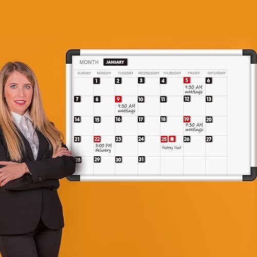 Miniatura 4 de Números magnéticos grandes de doble cara y meses para calendario grande de borrado en seco, imanes de calendario para pizarra blanca magnética y