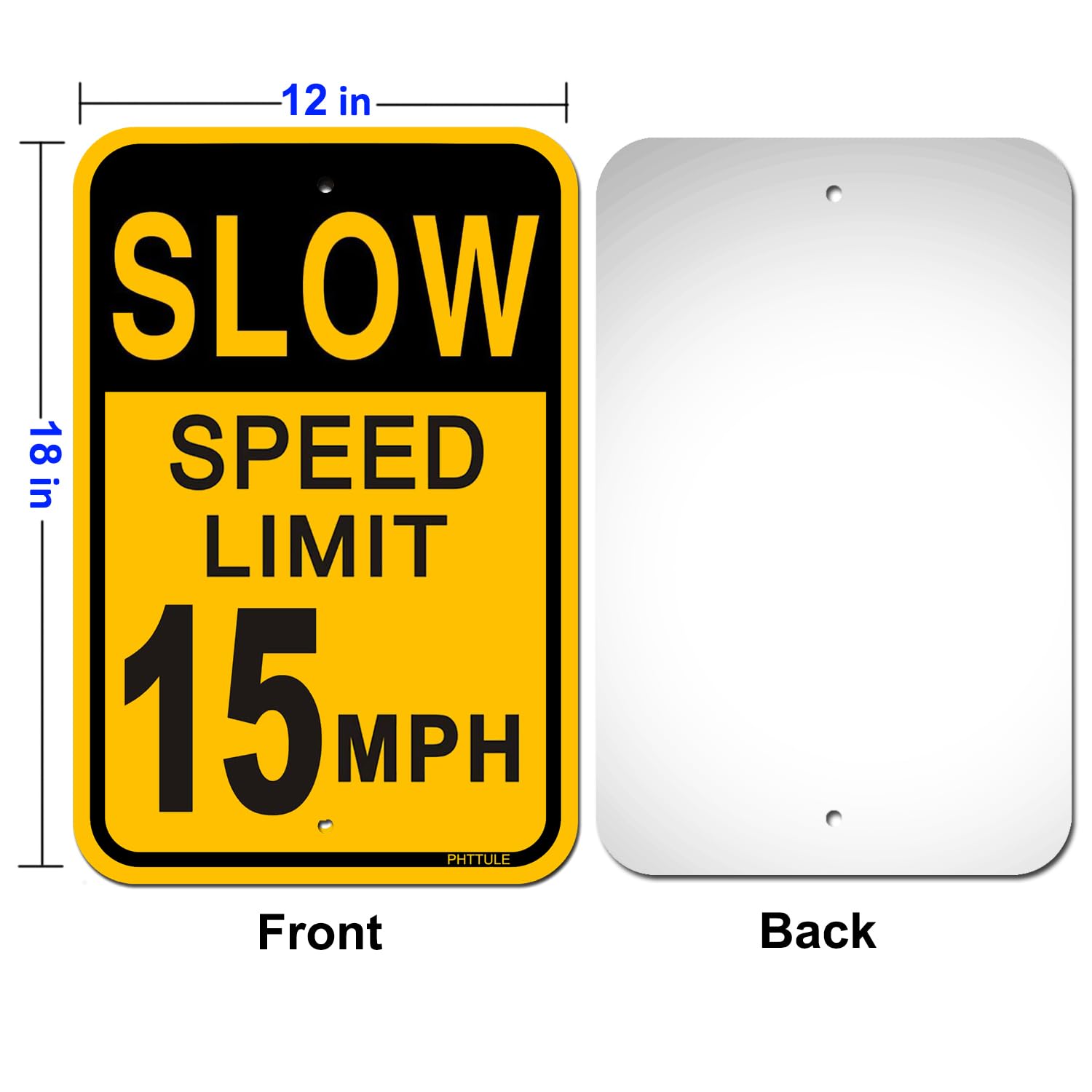Señal de seguridad de 15 MPH con límite de velocidad de 15 MPH, reflectante, de aluminio, 15 MPH, para calle, protección UV, resistente a la intemperie, uso en exteriores