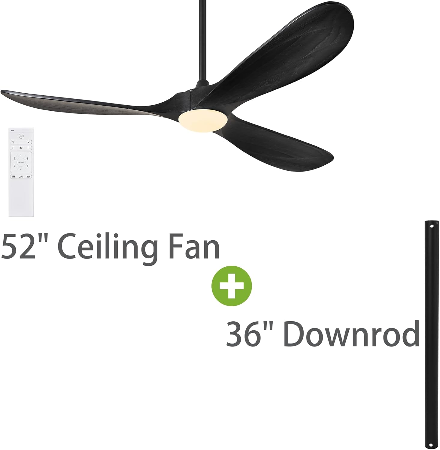 Haipeel 52 Inch Ceiling Fan + 36 Inch Downrod