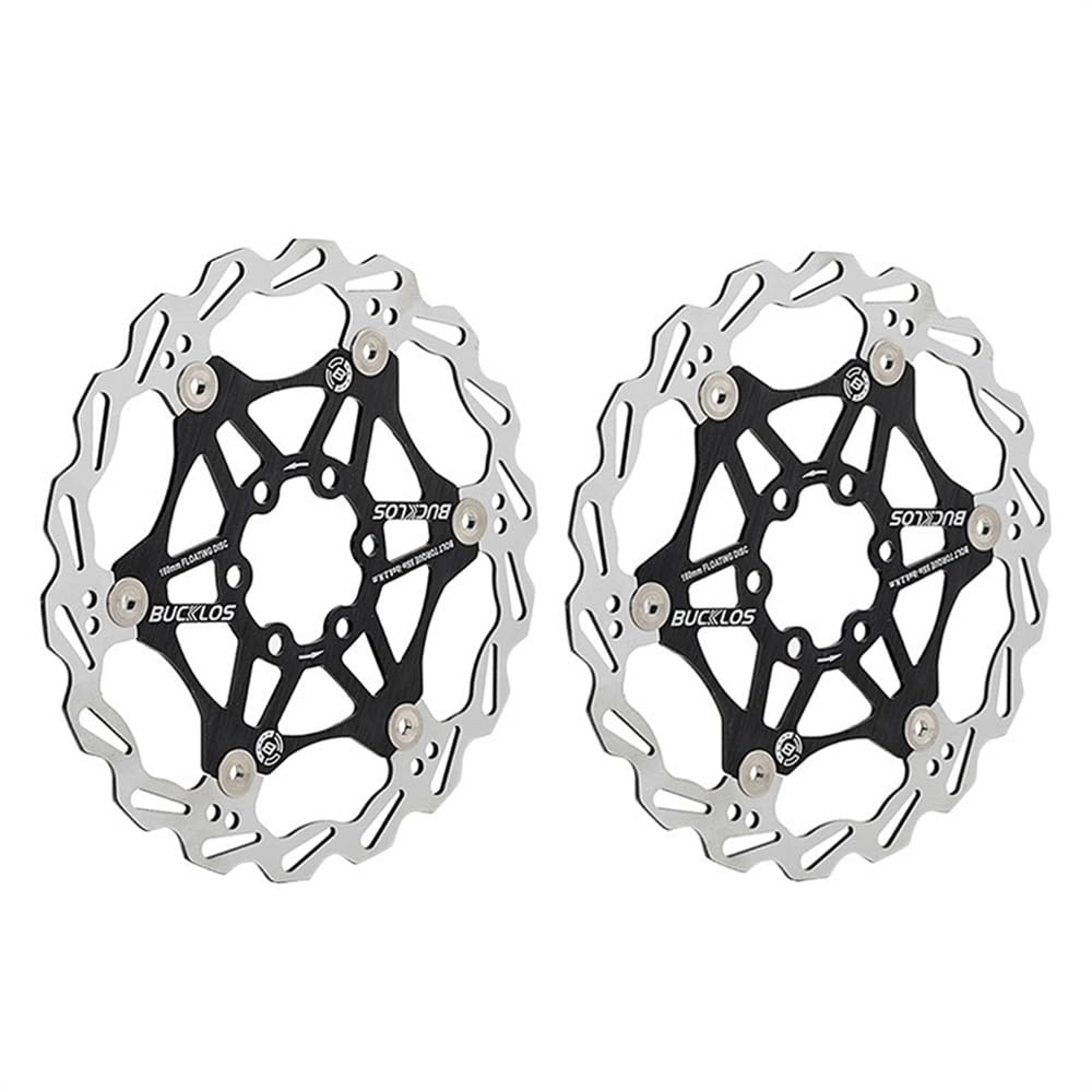 Disco Freno Freno de Disco de Bicicleta 160/180/203 Rotores flotantes de Bicicleta Rotor de Freno de Bicicleta de montaña de Acero Inoxidable Freno Disco(2PC 180-180mm Black)