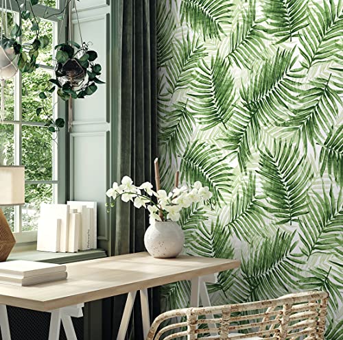 Image of Tommy Bahama - Peel and Stick Wallpaper, Tropical Wallpaper for Bedroom, Powder Room, Kitchen, Vinyl, 30.75 Sq Ft Coverage (Escape Route Collection, Aloe)