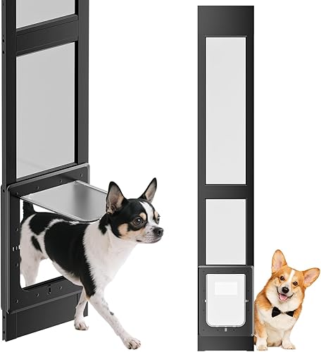 Puerta para perro para puerta corrediza de vidrio, solapa magnética de plástico para puerta corrediza, inserto para mascotas con cerradura, altura