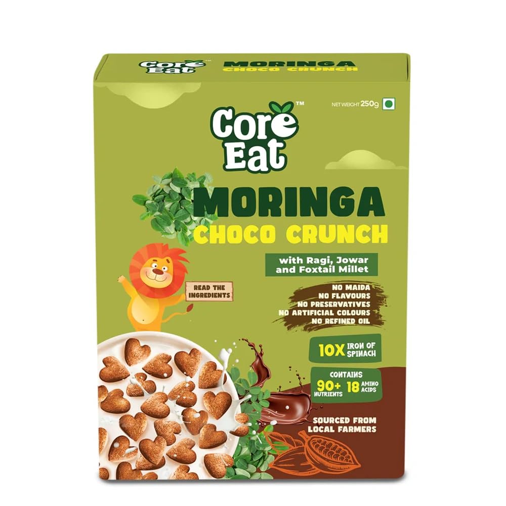 CORE EAT Moringa Choco Crunch Superfood Snack with Ragi, Jowar and Foxtail Millet | Rich in Iron and Vitamins | No Preservatives or Artificial Flavours | 250g-image-4