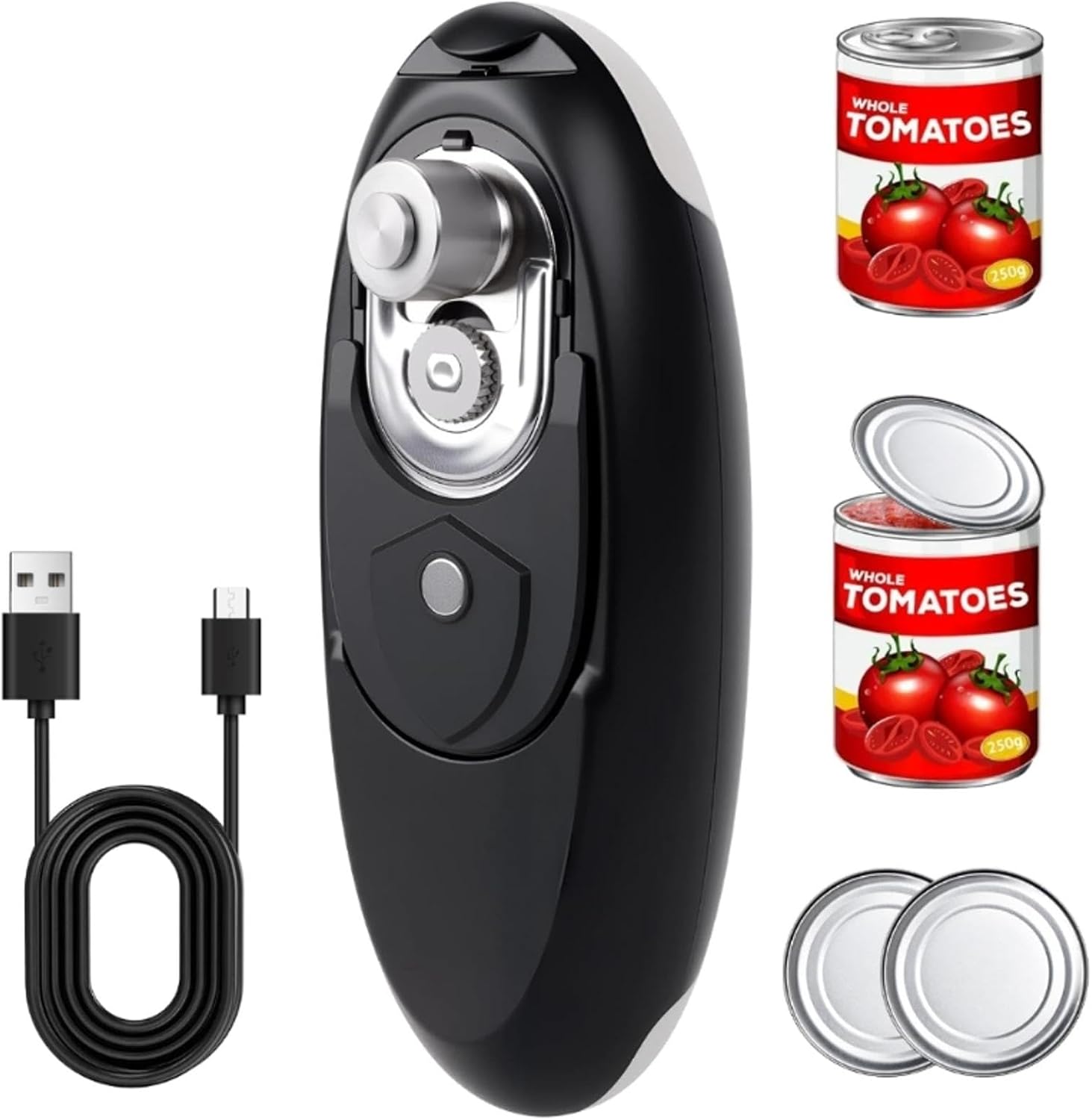 Electric Can Opener, Automatic Handheld Jar with Safe Cut, Rechargeable Bottle Kitchen Tool, Easy to Use for Seniors Adults