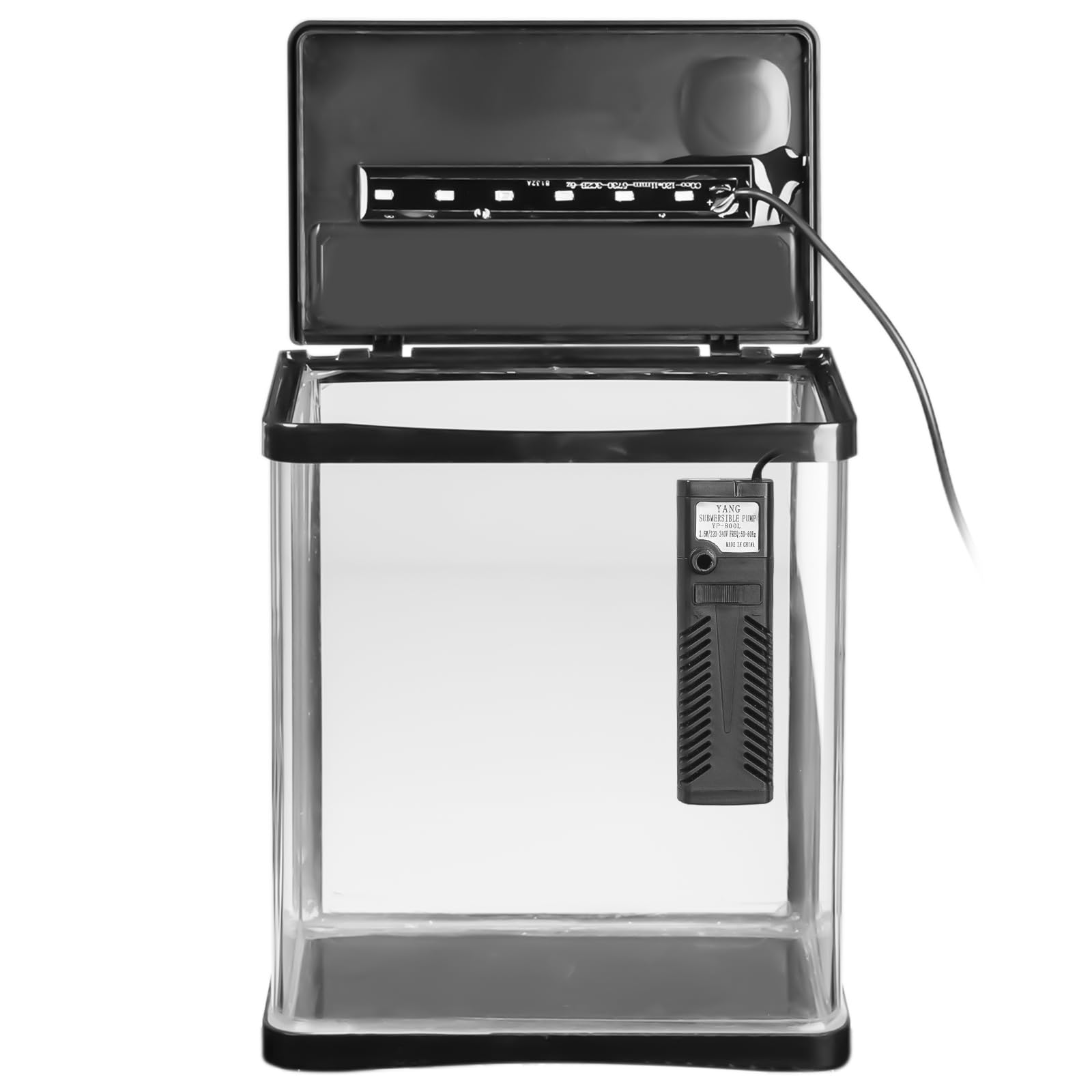 Arona – Elegante Juego de Acuario de 3 litros en Negro – Juego Completo con Filtro, iluminación LED y Cubierta – Ideal para Principiantes, Oficina y hogar
