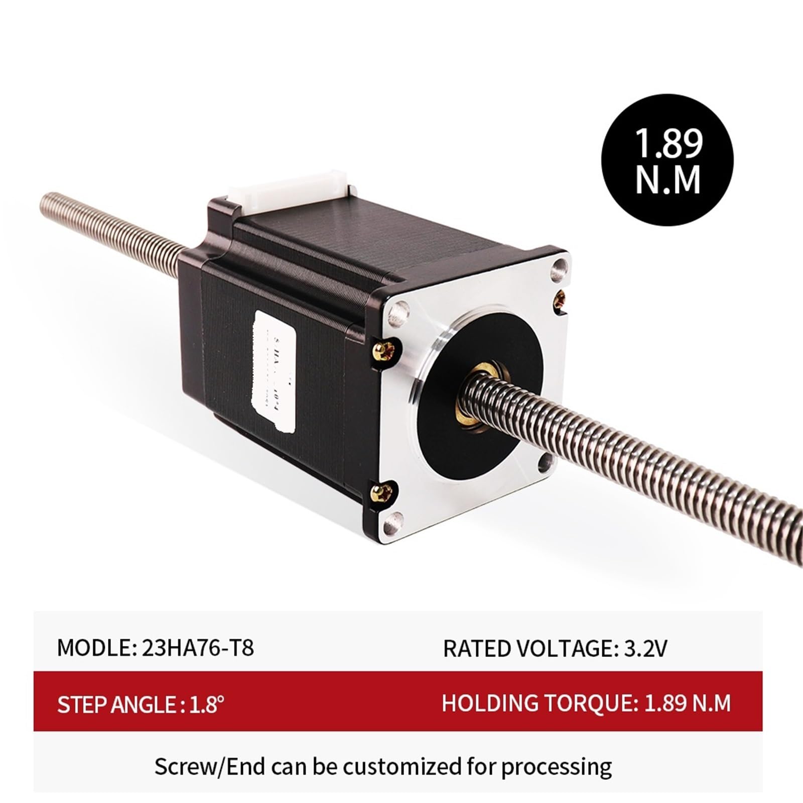 57HA76-T10*4/8 Trapezoidal Screw Stepping Motor 57HA76 300MM Lead 4MM Reciprocating Equipment Through Screw Motor 1Pcs(57HA76-T10-500mm,Lead Range 4mm)