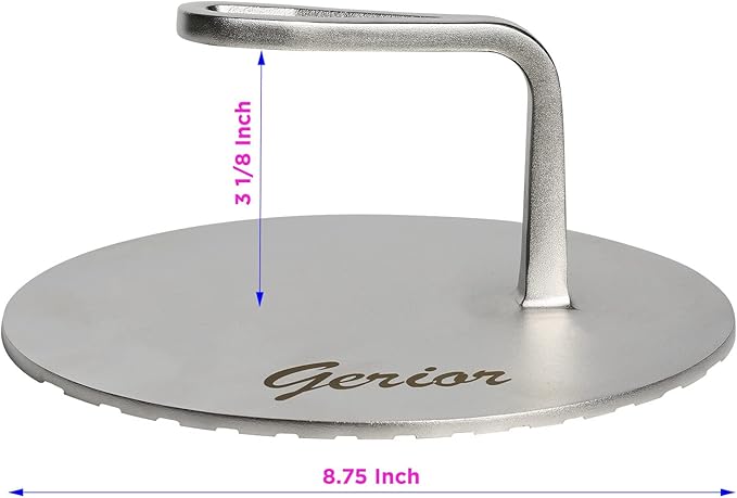 Prensa para hamburguesas de acero inoxidable 22.23 cm miniatura 2