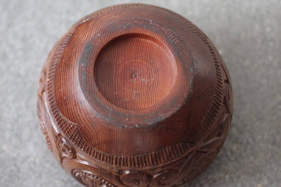 【稀少】アイヌ工芸　アイヌ紋様　手つき盆　シントコ小物入　脚付 稀少】アイヌ工芸 アイヌ紋様 手つき盆 シントコ小物入 脚付