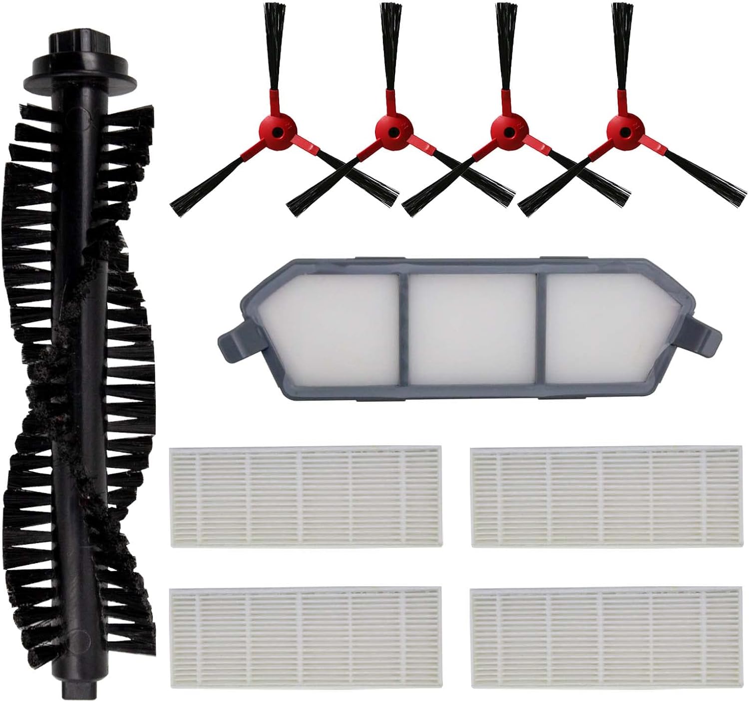 Replacement Parts Kit for AIRROBO P10 Robot Vacuum Cleaner Spare Parts Accessories, 1 Roller Brush, 4 Side Brush, 4 Hepa Filter, 1 Primary Filter