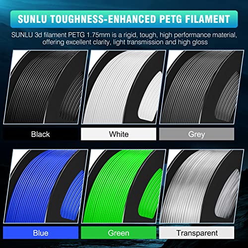 Sunlu 3D Printer Filament, Toughness Petg Filaments For 3D Printing, Neatly Wound Filament, High Strength, Better Flow Of Sunlu No Clogging Premium Petg Filament 1.75 +/- 0.02 Mm, 1Kg Spool, Grey #TOP2