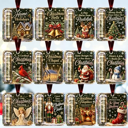 Christmas Cash Gift Ornament,14pcs Acrylic Money Card Decoration