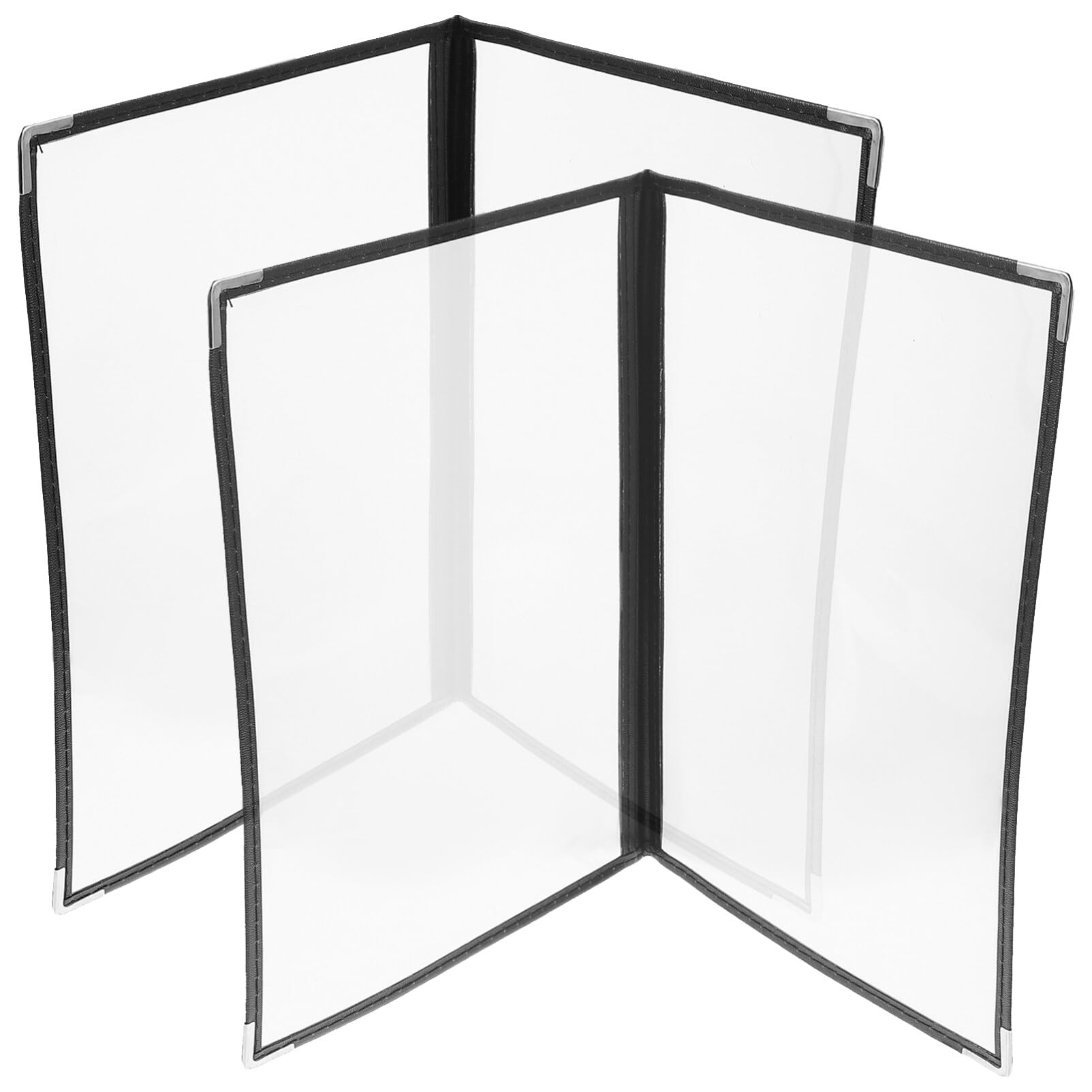 PRETYZOOM 2pcs Menu Covers for Restaurants Sleeves 2 Page Menu Folders PVC Binder Cover Clear Plastic Menu Protector Transparent Bar Cafe Menu Book Holder