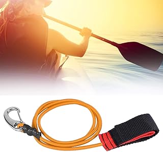 AYNEFY Elastic Paddle Leash String Boating Kayak Paddle Safety Rod Leash with Carabiner for Fishing Surfing Paddling SUP,40.6 x 1.0 x 1.9 inch