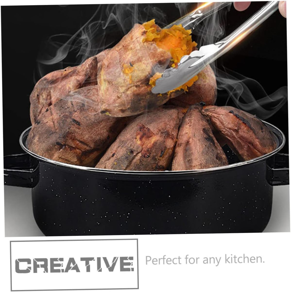 1set Covered Round Roaster for Roasted Sweet Potatoes Nonstick Baking Pan Smooth Surface for Family Meals and Easy Clean-up Enameled Design