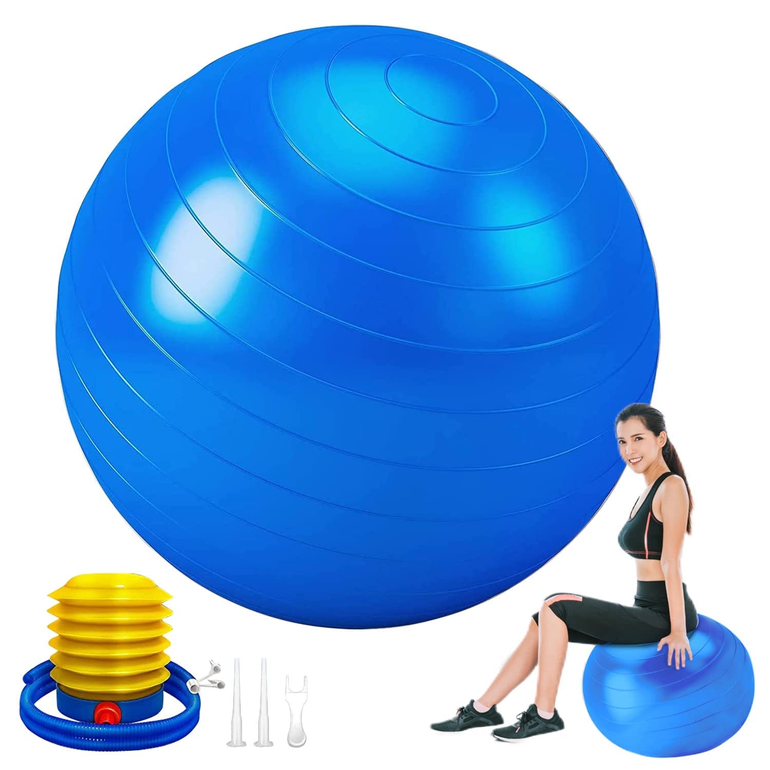 Exercise Bal Sitting Ball, Anti-Burst Pilates Ball with Air Pump, Extra Thick Yoga Ball for Core Fitness Home Office Birth Pregnancy Pilates Core Strengthening Fitness 65cm