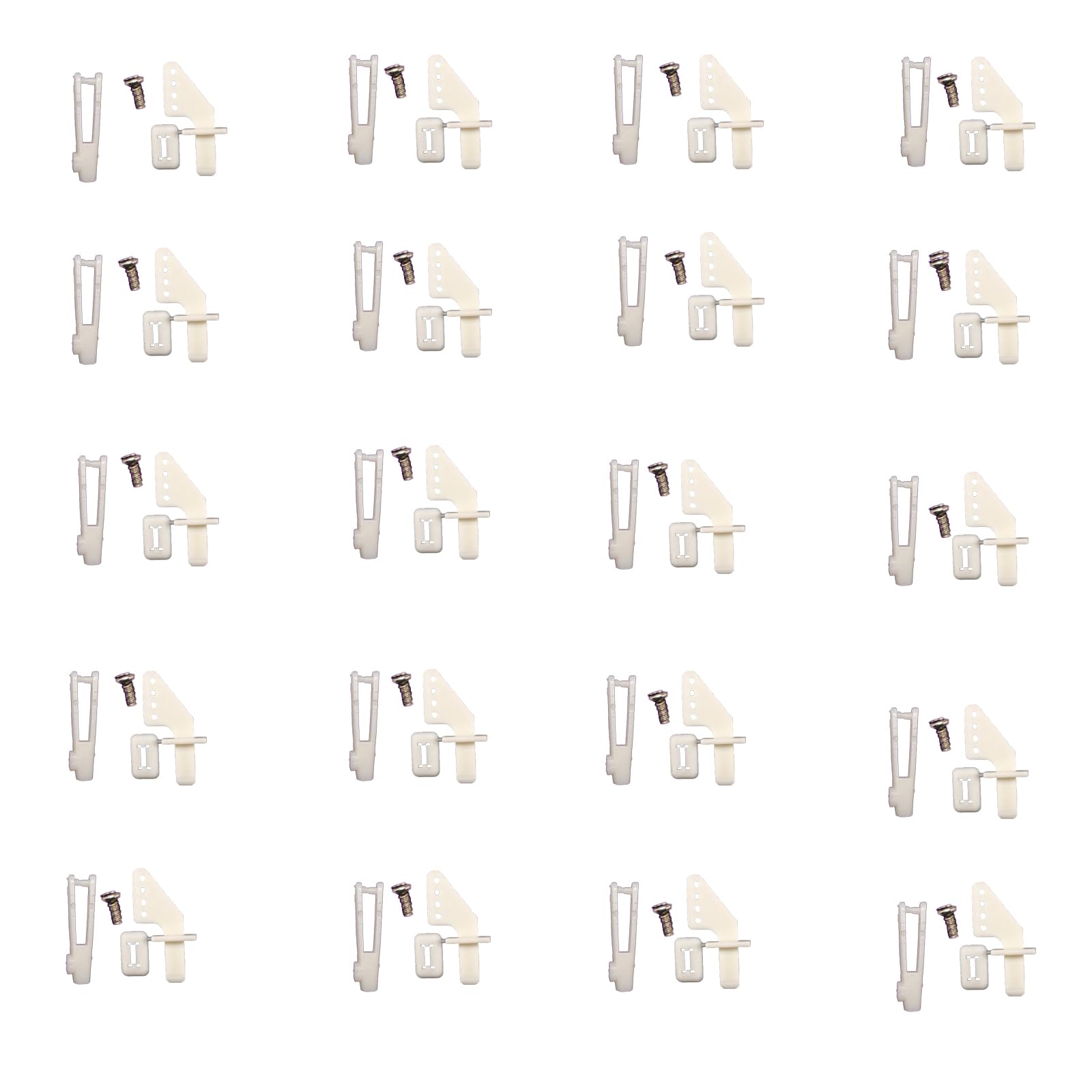 Nylon Control Horn, 20 Pieces Four-Hole Remote Control Rudder Angle with u-Clips and Screws. be Used for rc Airplane Parts Control Horns Such as Rudder and aileron.