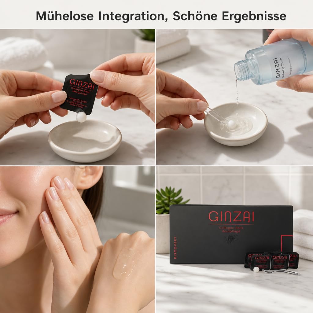 Collagen Balls - 8 Kollagen Pflegeperlen mit Ginseng, Hyaluronsäure für Anti-Aging & Gesichtspflege, Feuchtigkeitsspendend, Koreanische Kosmetik
