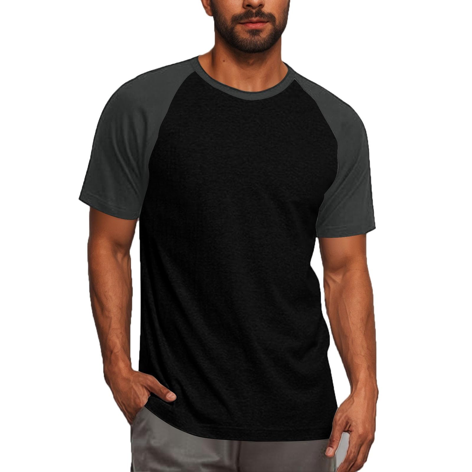 Summer Baseball T Shirts for Men Casual Stylish Crewneck Short Sleeve Color Block Tops Baseball Fans Raglan Tee