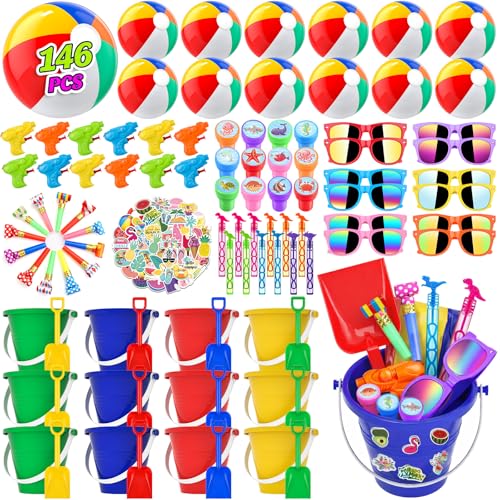 GIFTINBOX Beach Pool Party Favors,146PCS Pool Beach Toys for Kids