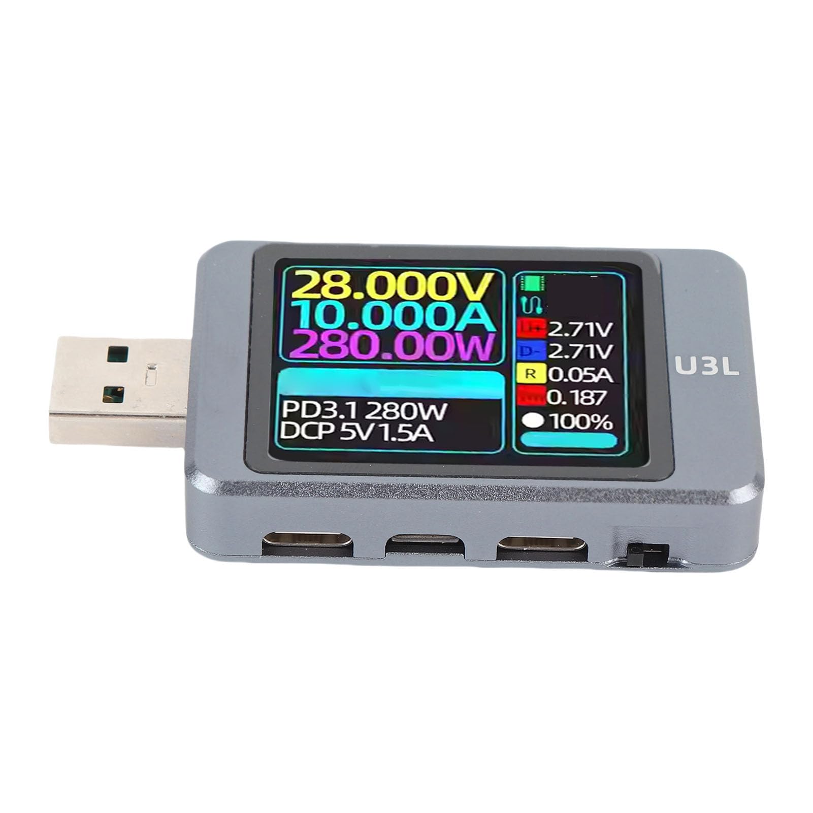 Tester napięcia i prądu USB Przenośny ekran o przekątnej 1,77 cala dla entuzjastów elektroniki