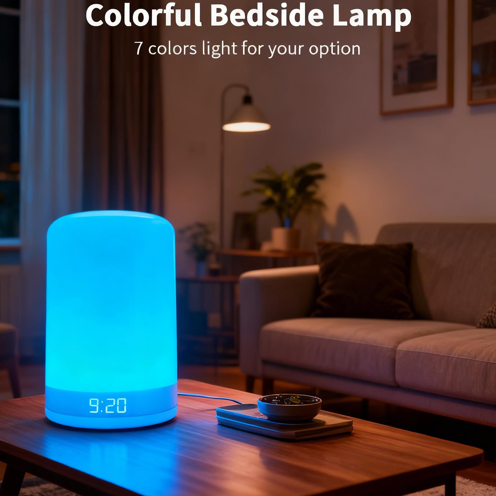 Simulazione contemporanea alba, sveglia digitale con lampada d'atmosfera a colori regolabile, per illuminazione camera da letto, design moderno, lampada per cameretta dei bambini