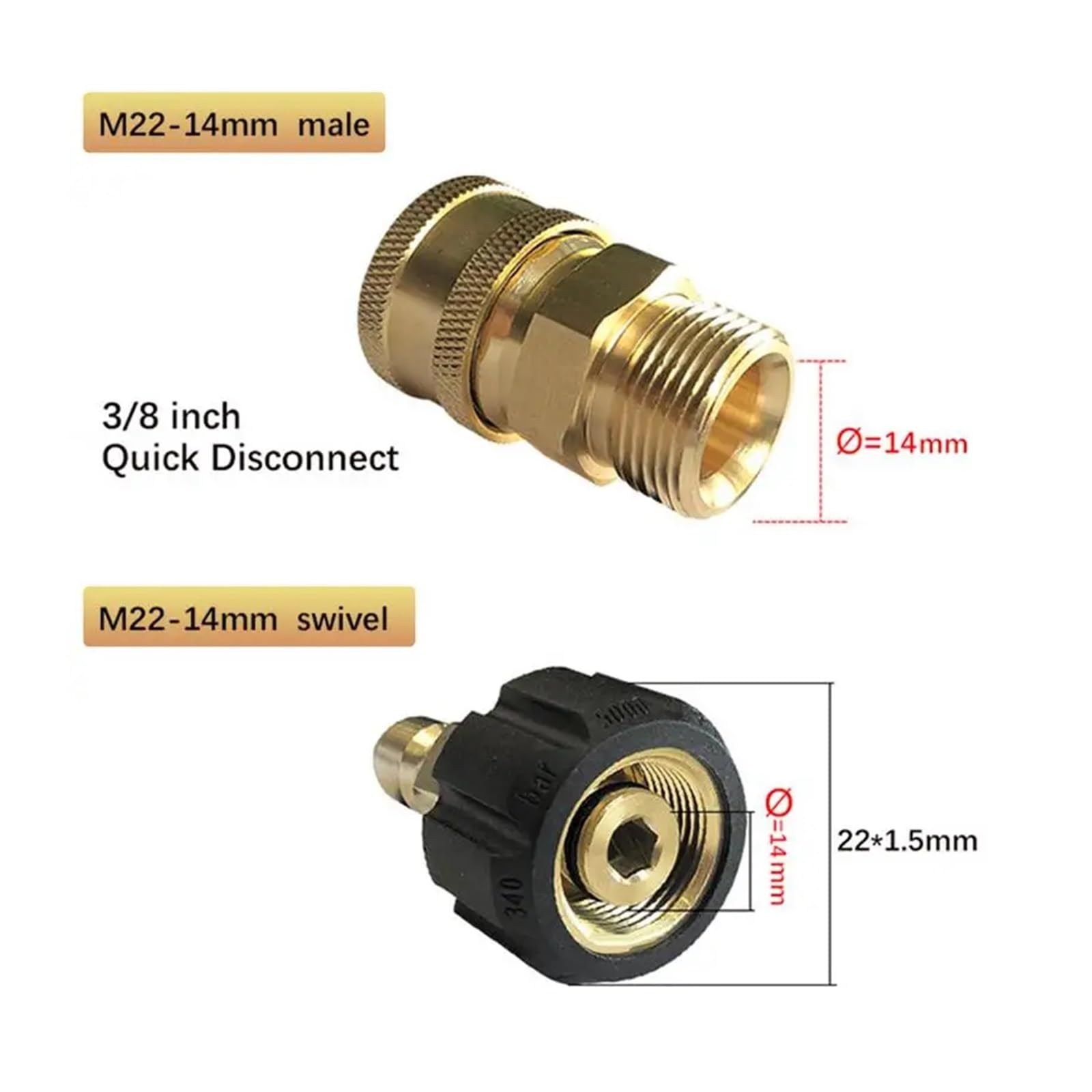 Idropulitrice Set adattatore M22 a 1/4 di pollice Quick Connect Kit SoapAdapter Raccordo Baionetta Conne