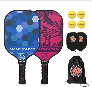 Amazin' Aces Pickleball Paddles Set - Pickleball Paddle Set Includes Pickleball Paddles and Pickleballs