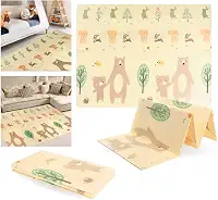 TAPETE TATAME INFANTIL EMBORRACHADO DOBRÁVEL MACIO 1,2x1,8M PISTA URSOS ESTAMPAS VARIADAS (URSO)