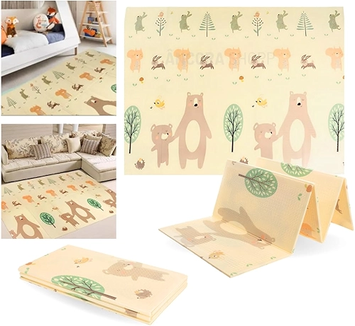 TAPETE TATAME INFANTIL EMBORRACHADO DOBRÁVEL MACIO 1,2x1,8M PISTA URSOS ESTAMPAS VARIADAS (URSO)