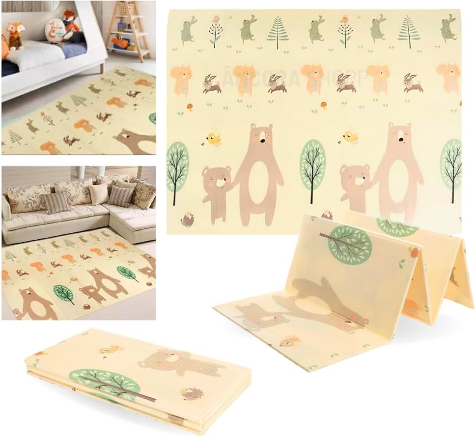 Tapete Tatame Infantil Dobrável 1,2x1,8m Dupla Face em Espuma Macia – Conforto e Segurança para Brincar, Engatinhar e Recreação