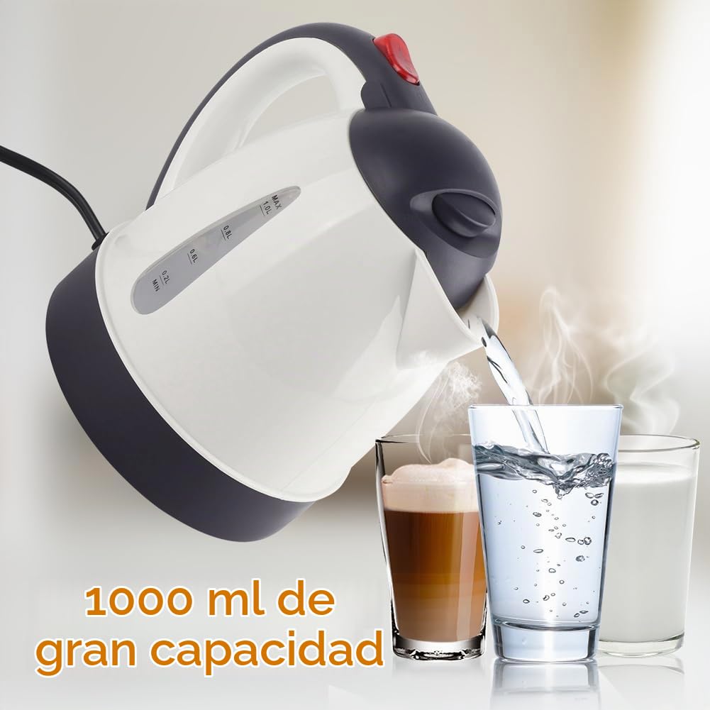 Hervidor para Camión de 24 V, 1000 Ml, Hervidor Eléctrico para Coche, Hervidor de Acero Inoxidable para Viaje, Hervidor de Viaje con Enchufe para Encendedor de Cigarrillos, para