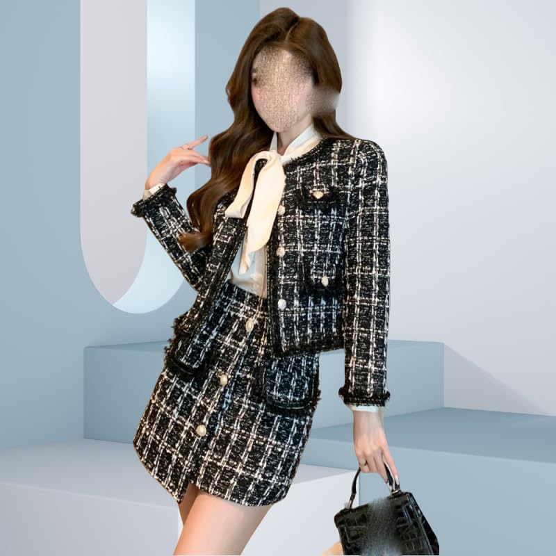 Ensemble en tweed de qualité supérieure 2 pièces pour femme mode automne - 4