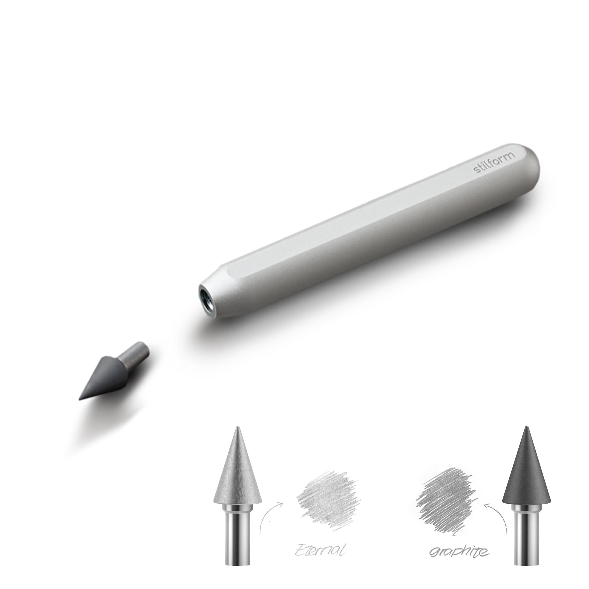 200526 AEON Nano Mini-Blei-Stift aus Aluminium - mit magnetischer Graphit-Spitze, wechselbar - Comet Grey