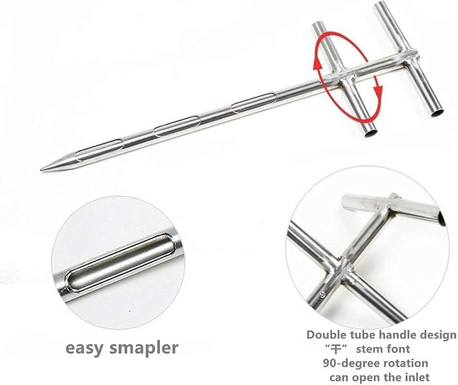 Stainless Steel Grain Probe Sampler - 2m Folding Powder & Solid Sample Tool for Cement, Rice, Grains - 38mm Diameter, Durable & Efficient Sampling Solution