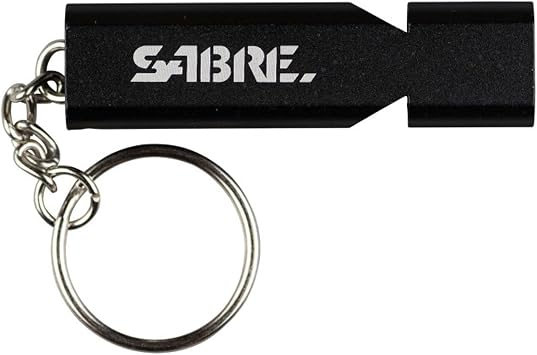 Sabre Emergency Safety Whistle with Key Ring and Detachable Lanyard, Easy to Carry, Includes Carabiner Clip for Bags and Backpacks, Waterproof and Corrosion Resistant, 120dB