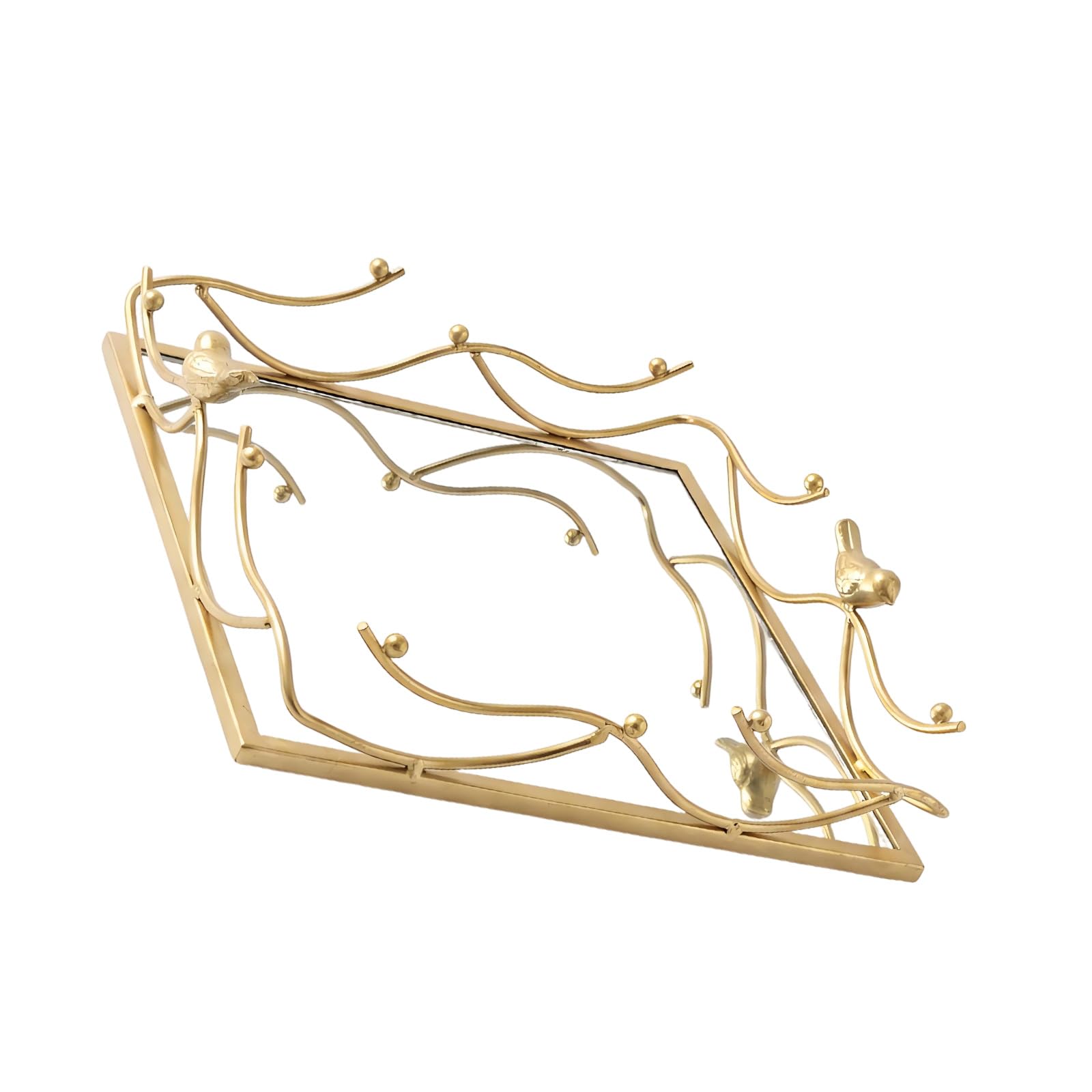 Metal Mirrored Tray for Cosmetic Perfumes Organizers Dresser Display Jewelry Holder Tray