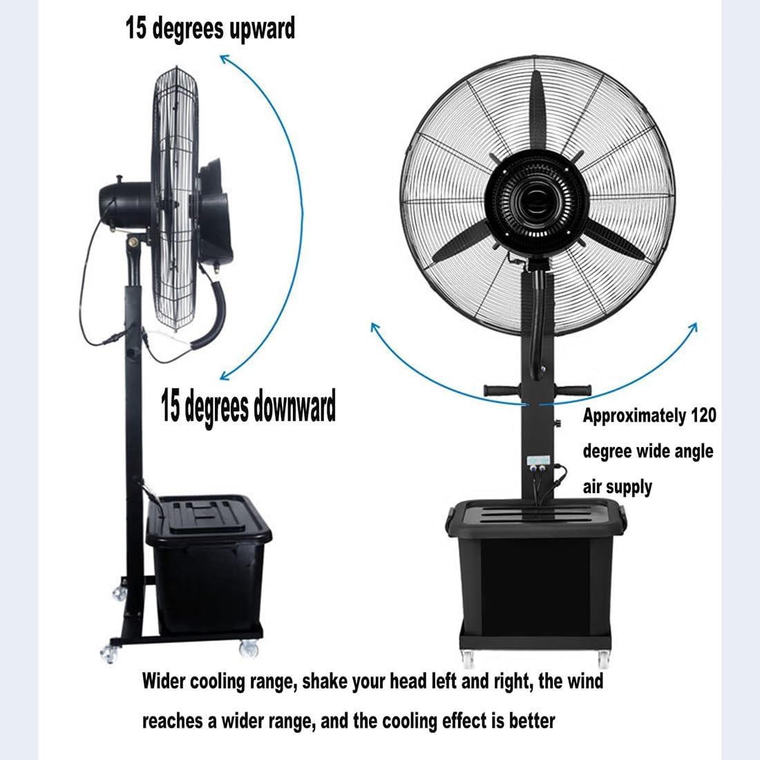 Tower Fan｜Portable Misting Fan｜3 Cooling Speeds｜with 42L Independent Water Tank｜with 120 Degree Oscillation Moving for Patio Fan Garden Greenhouse Or Pretty Much Anywhere You Want to Use It