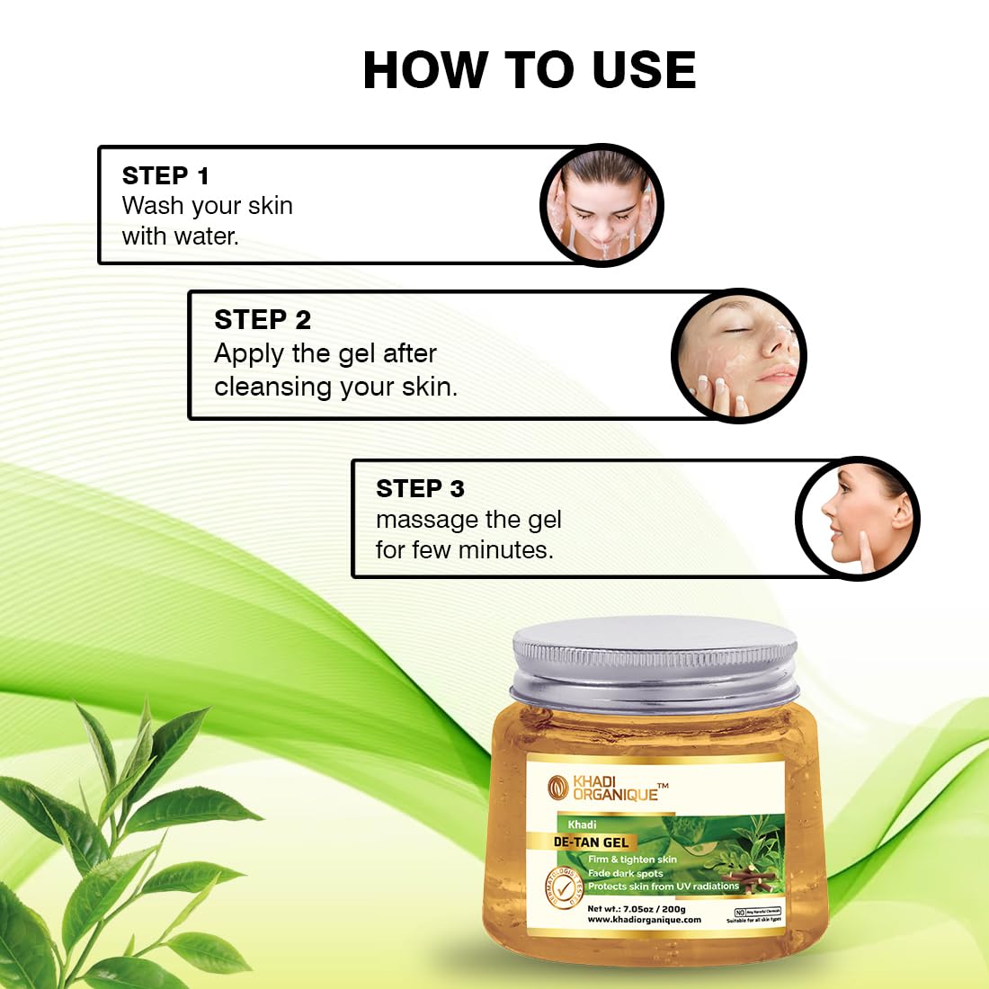 Khadi organic de-tan Aloe Vera gel with gel drugs, green tea and algae to lighten sun tan, dark spots and acne. Deep Hydrating Tan and Dulneness Removal Aloe Vera Jail | Best for all types of all types - 200 grams Khadi organic de-tan Aloe Vera gel with gel drugs, green tea and algae to lighten sun tan, dark spots and acne. Deep Hydrating Tan and Dulneness Removal Aloe Vera Jail | Best for all types of all types - 200 grams