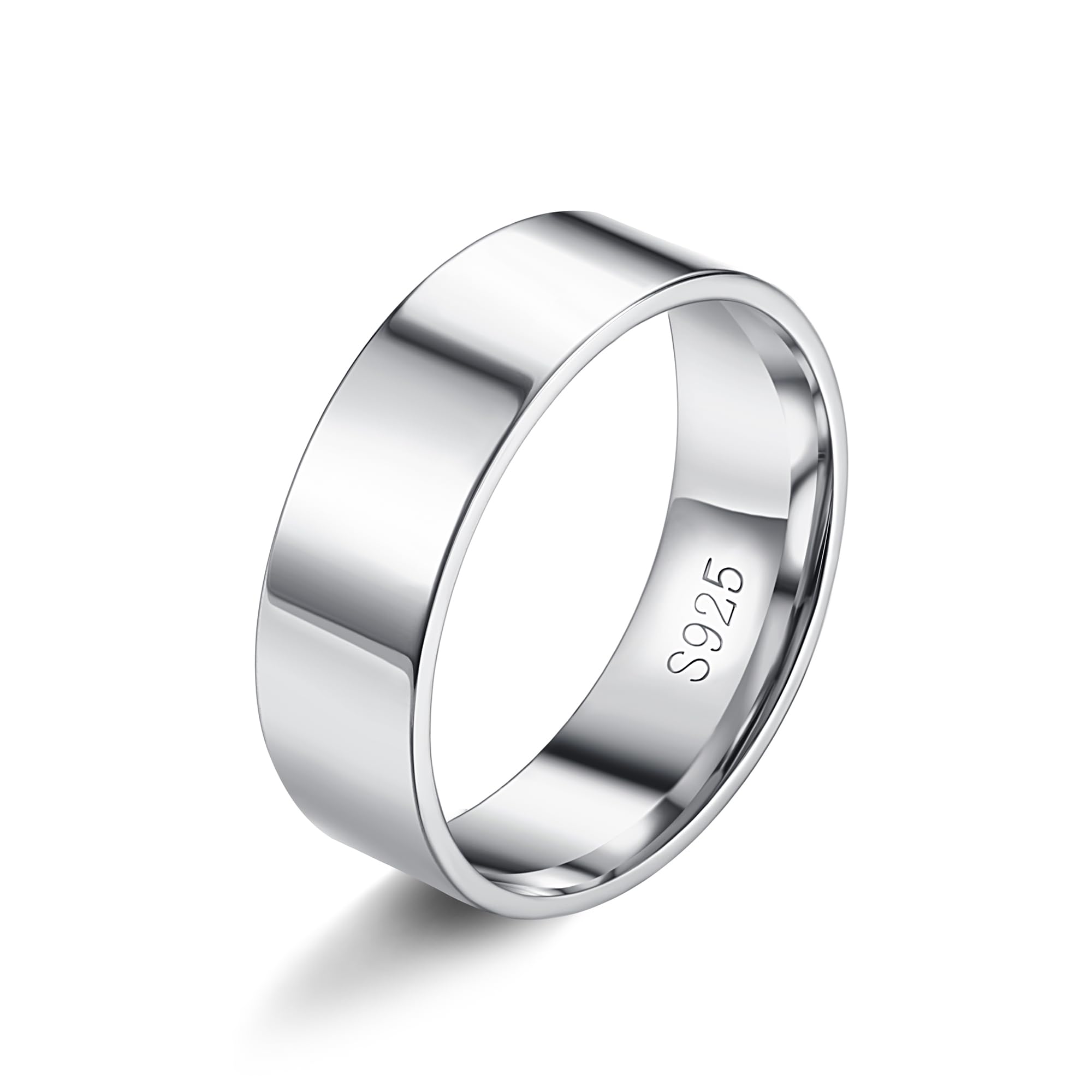 ORAZIO S925 Anillos de Plata de Ley para Mujeres Hombres Minimalista Pulgar Apilado Delicado Anillo de Declaración Alto Pulido Eternidad Anillos de Boda Confort Fit Tamaño 5 a 10