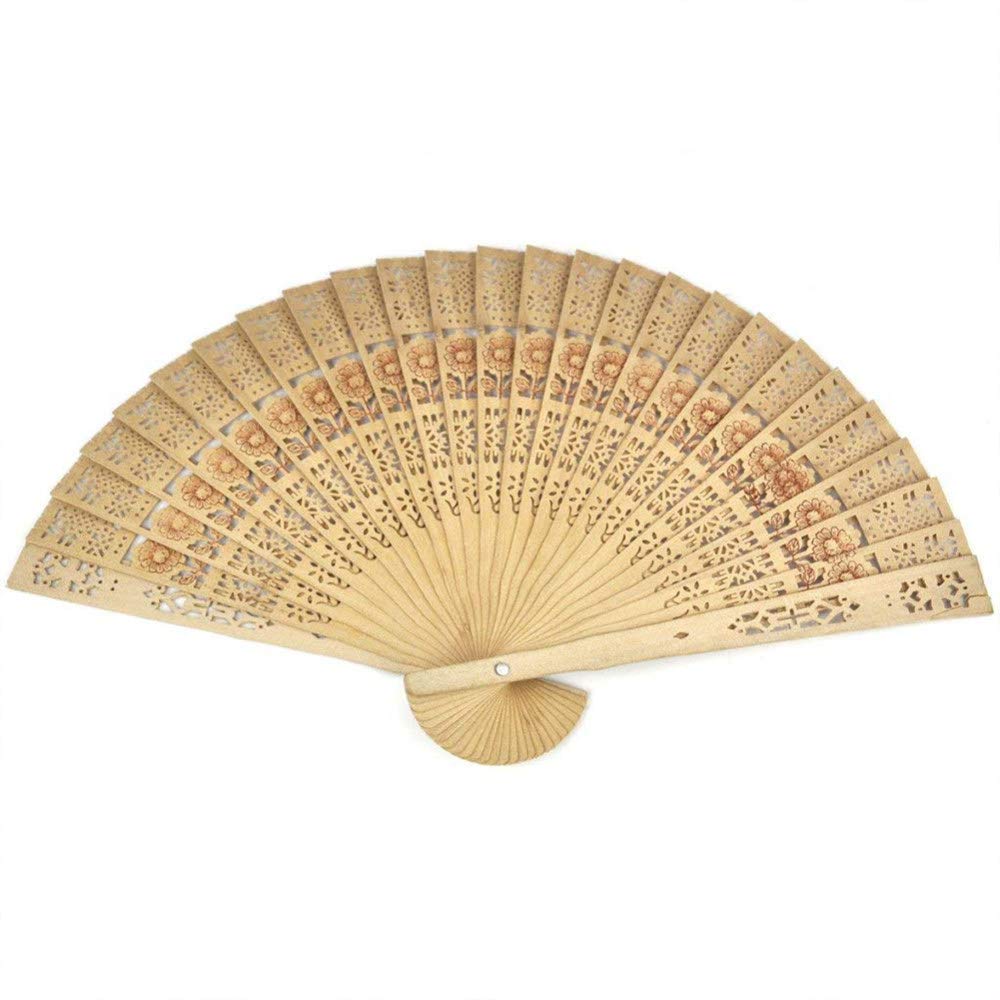 WANGLEI Folding Fans Handheld,Wooden Foldable Fan Chinese Flower Pattern Sandalwood Fan Colorful Hand-Hold Folding Fan For Wedding