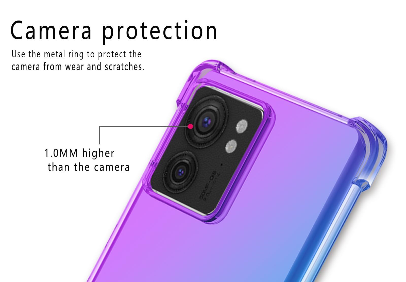 SEAHAI Cover per Motorola Edge 30 Neo/Edge 30 Lite Cover, Ultra Sottile Custodia in TPU a Gradiente Colori, Trasparente Silicone Morbido Case Antiurto Cover, Viola/Blu