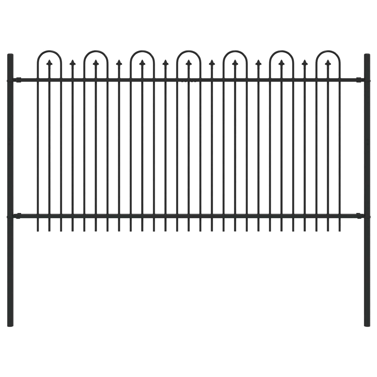 Spike Arch Fence Dronten Black 200x150 cm Powder-Coated Steel Outdoor Garden Security Barrier with Spear Adjustable Angle Interlocking Panels, Rustproof Modern Fencing for Pathways Property Borders