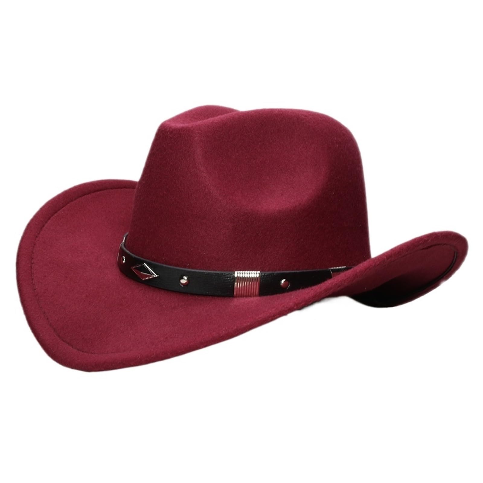 vrfvsdasAAS Cowboy Hat Retro Geometry Parent-child Unisex Wide Brim Cowboy Western Hat Cowgirl Bowler Cap 61cm/57cm/54cm(Wine,7.5)