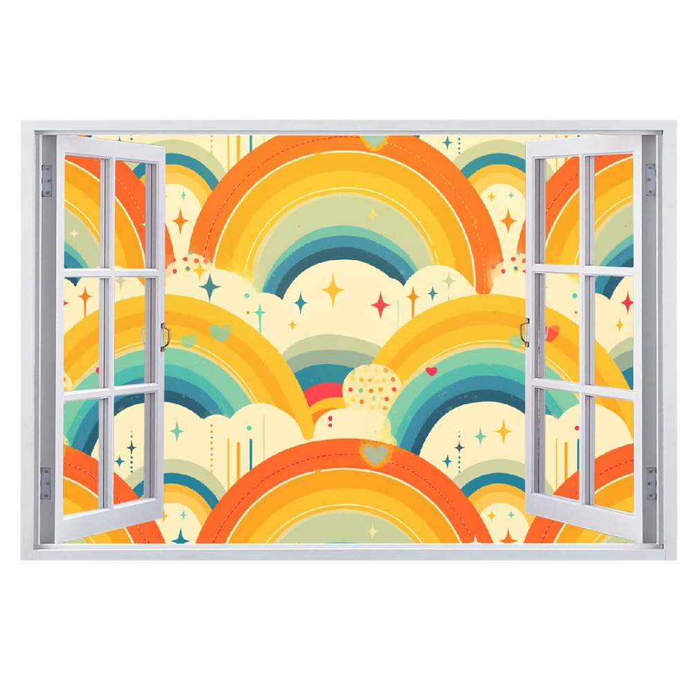 3D Wandaufkleber, Regenbogen Durchbruch Wandtattoos Deko Wand Selbstklebend Cartoon-Wolke, Wand Aufkleber Wanddurchbruch Wandsticker für Zuhause, Badezimmer, Schlafzimmer, Wohnzimmer