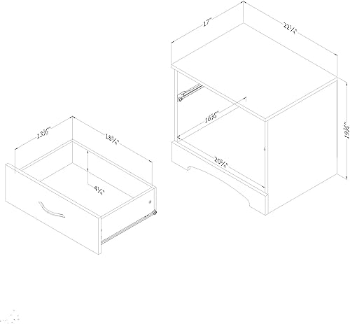 Miniatura 11 de South Shore, mesita de noche, de 1 cajón, Madera, Negro puro Negro puro,Blanco puro,Weathered Oak
