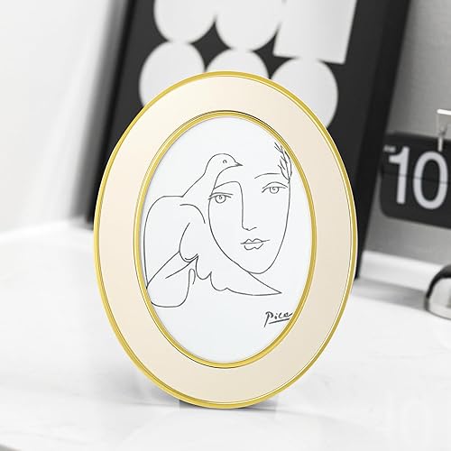 Vista 11 de SWTHONY Marcos ovalados de 5 x 7 pulgadas, marco de fotos moderno plateado de 5 x 7 con parte frontal de vidrio de alta definición Plata