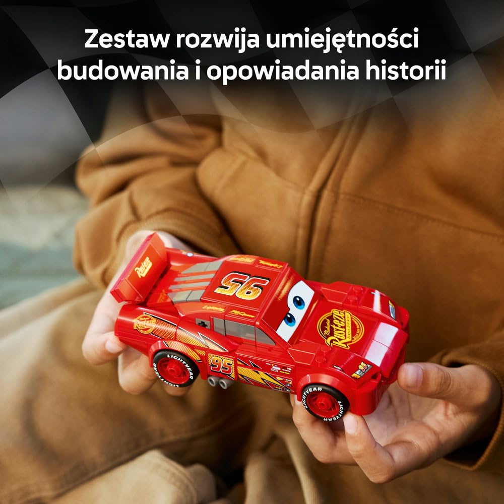 LEGO Speed Champions | Zygzak McQueen, zabawka konstrukcyjna dla chłopca i dziewczynki, samochód do składania dla 9-latka, zestaw z filmu Auta Disney Pixar, pomysł na prezent dla dzieci 77255