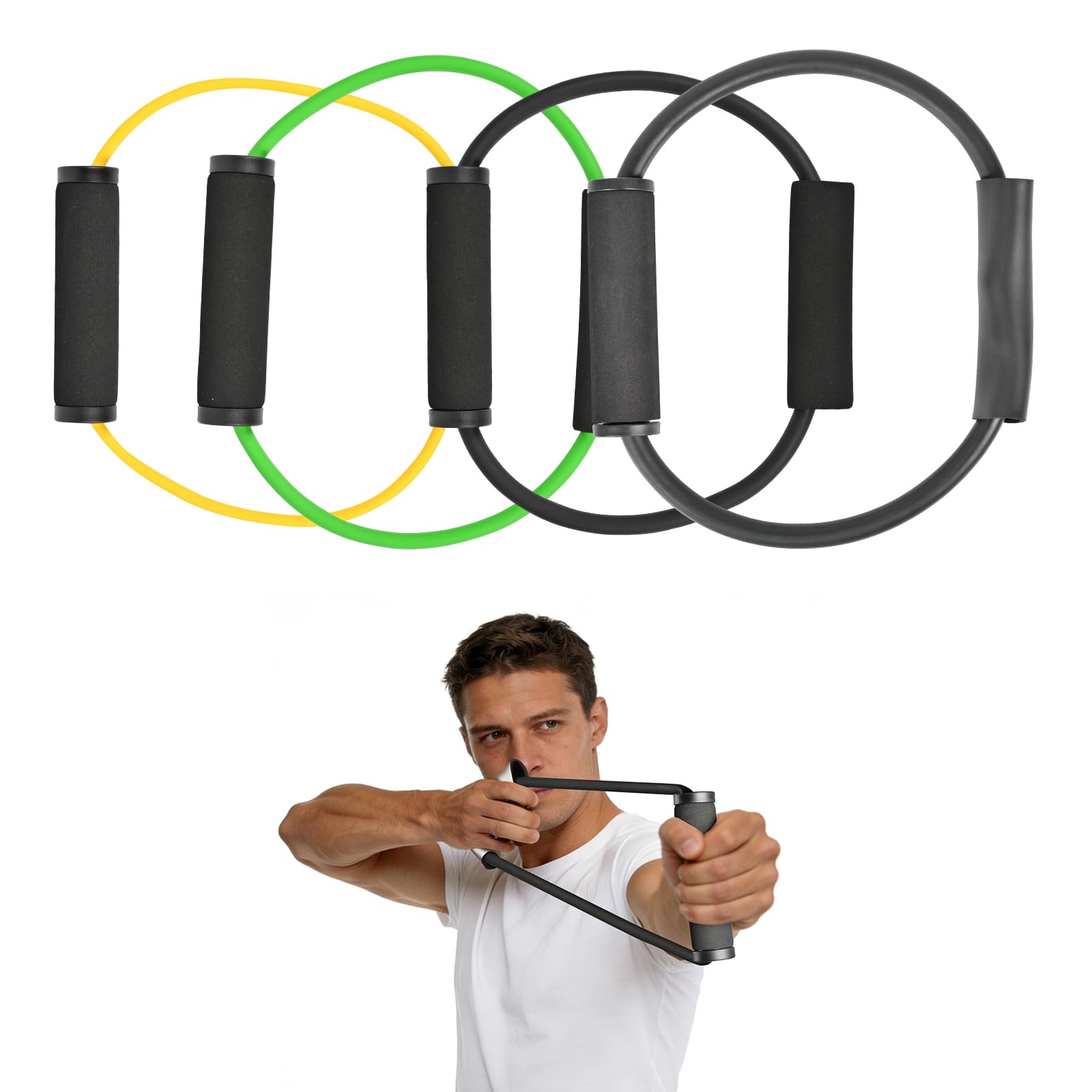 SPG Archery Bow Trainer - 20 30 40 50 LBS Bow Strenth Trainer Latex Draw Training Aid Archery Shot Trainer Workout Resistance Band for Bow Shot Practice Accessories (40LBS Black)